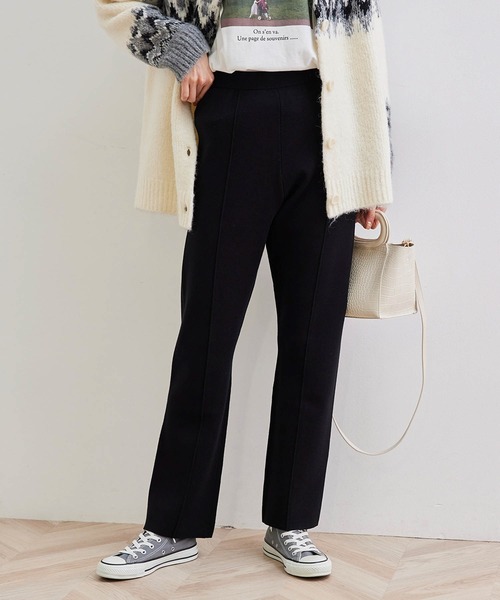 ROPE' PICNIC(ロペピクニック)の「センタータックニットパンツ(その他パンツ・レディース・ブラック/ベージュ・40/38)」の2枚目の写真