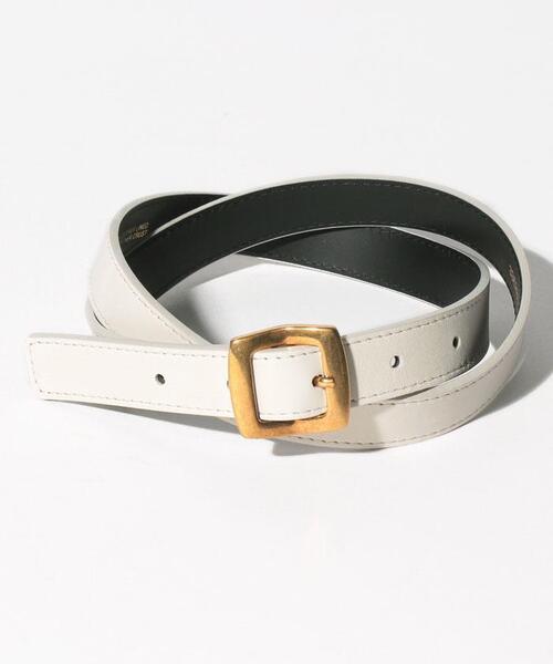 人気★agnes b. ゴールドメタルバックルベルト★長方形バックル agnes b.（アニエスベー）の「CU01 CEINTURE ゴールドメタル