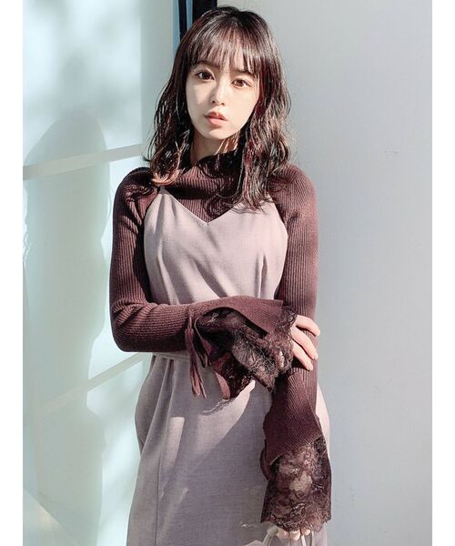 dazzlin（ダズリン）の「キャミクロスプリーツジャンスカ（ジャンパースカート・レディース・ブラック/パープル/グレー/モカ・FREE）」の15枚目の写真