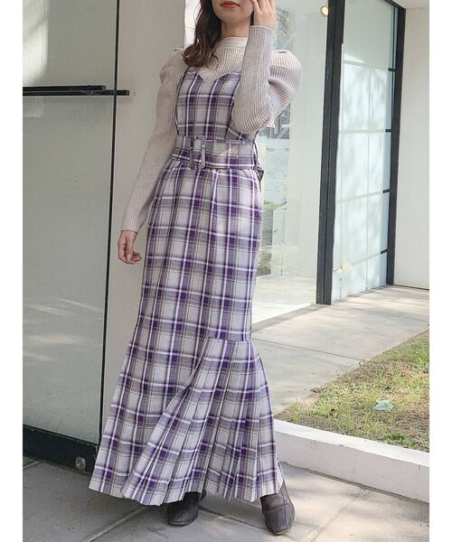 dazzlin（ダズリン）の「キャミクロスプリーツジャンスカ（ジャンパースカート・レディース・ブラック/パープル/グレー/モカ・FREE）」の16枚目の写真