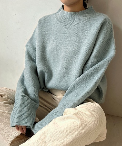 Bab（バブ）の「カラールーズニット（ニット/セーター・レディース・オフホワイト/ピンク/イエロー/ブルー/ライトグリーン/モカ・M）」の4枚目の写真