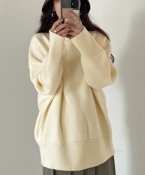 Bab（バブ）の「カラールーズニット（ニット/セーター・レディース・オフホワイト/ピンク/イエロー/ブルー/ライトグリーン/モカ・M）」の7枚目の写真