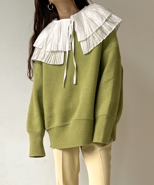 Bab（バブ）の「カラールーズニット（ニット/セーター・レディース・オフホワイト/ピンク/イエロー/ブルー/ライトグリーン/モカ・M）」の19枚目の写真