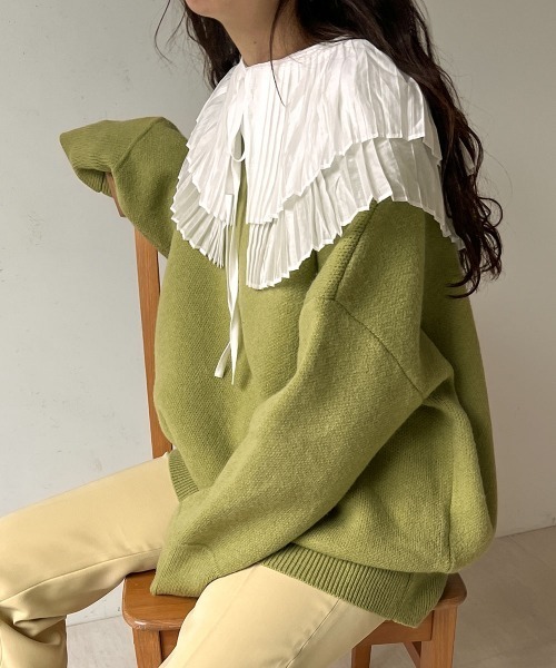 Bab（バブ）の「カラールーズニット（ニット/セーター・レディース・オフホワイト/ピンク/イエロー/ブルー/ライトグリーン/モカ・M）」の21枚目の写真