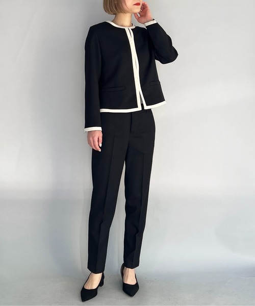 PICCIN（ピッチン）の「ドビーオックステーパードパンツ（スーツパンツ・レディース・ネイビー/グレイッシュベージュ・M/L）」の17枚目の写真