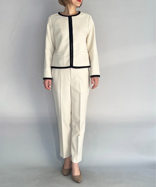 PICCIN（ピッチン）の「ドビーオックステーパードパンツ（スーツパンツ・レディース・ネイビー/グレイッシュベージュ・M/L）」の6枚目の写真