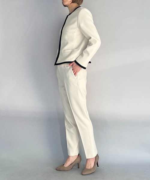 PICCIN（ピッチン）の「ドビーオックステーパードパンツ（スーツパンツ・レディース・ネイビー/グレイッシュベージュ・M/L）」の7枚目の写真