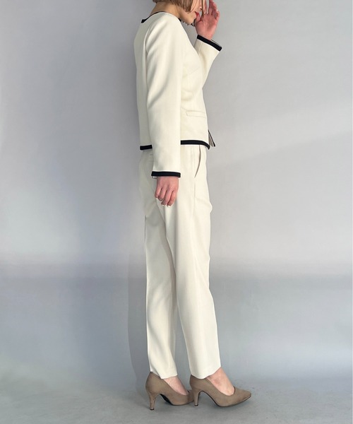 PICCIN（ピッチン）の「ドビーオックステーパードパンツ（スーツパンツ・レディース・ネイビー/グレイッシュベージュ・M/L）」の9枚目の写真