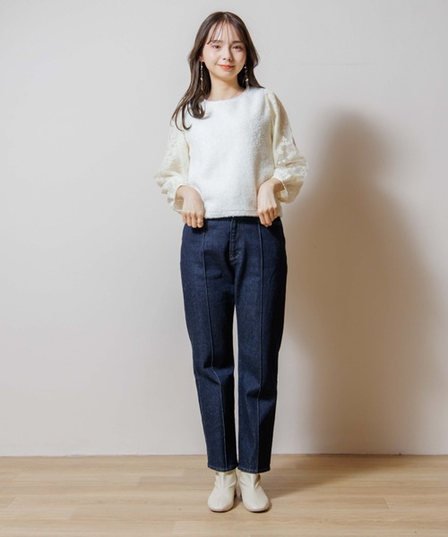 flower（フラワー）の「ブルームトゥウィンクルトップ（ニット/セーター・レディース・ホワイト/ブラック・FREE）」の10枚目の写真