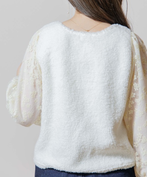 flower（フラワー）の「ブルームトゥウィンクルトップ（ニット/セーター・レディース・ホワイト/ブラック・FREE）」の9枚目の写真