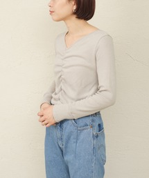 ONEME（ワンム）の「【 ONEME 】 シャーリングスムースニット（Tシャツ/カットソー）」