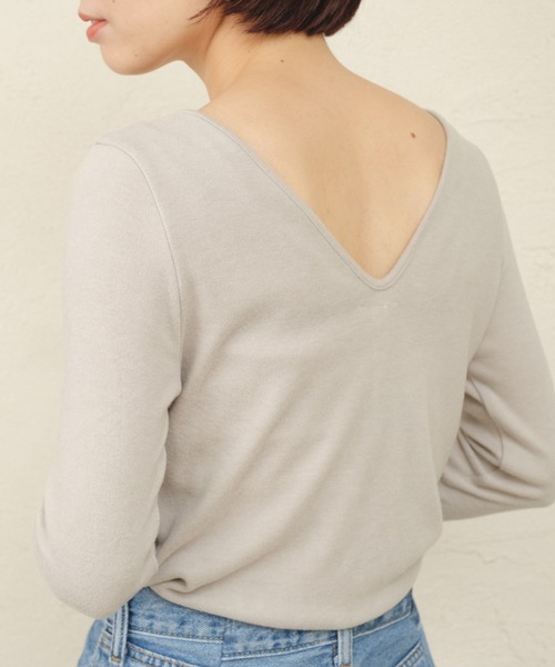 ONEME（ワンム）の「【 ONEME 】 シャーリングスムースニット（Tシャツ/カットソー・レディース・ネイビー/グレイッシュベージュ・FREE）」の16枚目の写真