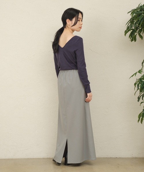 ONEME（ワンム）の「【 ONEME 】 シャーリングスムースニット（Tシャツ/カットソー・レディース・ネイビー/グレイッシュベージュ・FREE）」の9枚目の写真