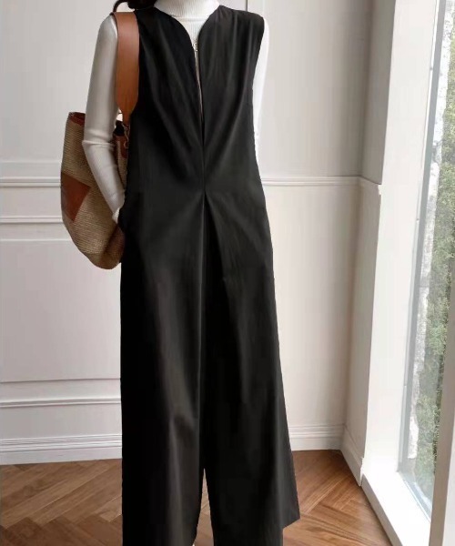 Na.e ブラック オールインワン ノースリーブ All-in-one Ladies Embossed Sleeveless Romper Jumpsuit