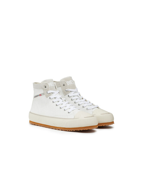 DIESEL(ディーゼル)の「メンズ MIXレザー ボリュームソール ミドルカットスニーカー(スニーカー・メンズ・レッド/ホワイト×ホワイト/ブラック・40/43/44/41/42)」の6枚目の写真