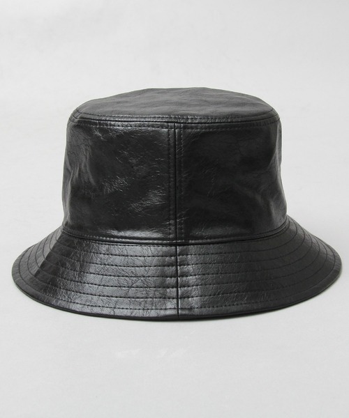 glabella（グラベラ）の「ヴィンテージ風 PU バケットハット（ハット・メンズ・ブラック・FREE）」の4枚目の写真
