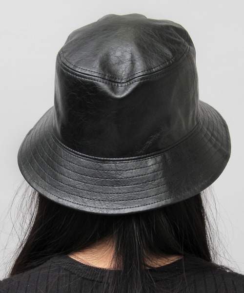 glabella（グラベラ）の「ヴィンテージ風 PU バケットハット（ハット・メンズ・ブラック・FREE）」の3枚目の写真