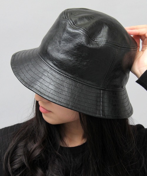 glabella（グラベラ）の「ヴィンテージ風 PU バケットハット（ハット・メンズ・ブラック・FREE）」の8枚目の写真