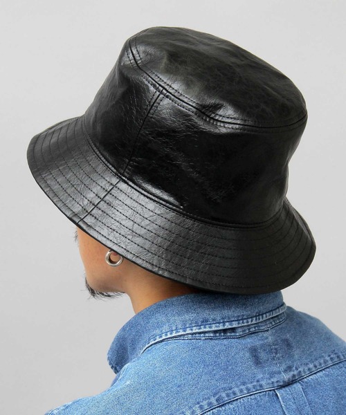 glabella（グラベラ）の「ヴィンテージ風 PU バケットハット（ハット・メンズ・ブラック・FREE）」の14枚目の写真