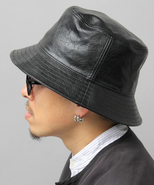 glabella（グラベラ）の「ヴィンテージ風 PU バケットハット（ハット・メンズ・ブラック・FREE）」の11枚目の写真