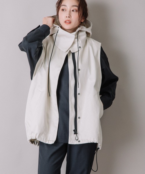 Munich（ミューニック）の「ウエストポイントフーデットベスト（その他アウター・レディース・ベージュ/オリーブ/アイボリー・FREE）」の5枚目の写真