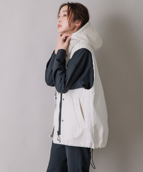 Munich（ミューニック）の「ウエストポイントフーデットベスト（その他アウター・レディース・ベージュ/オリーブ/アイボリー・FREE）」の7枚目の写真