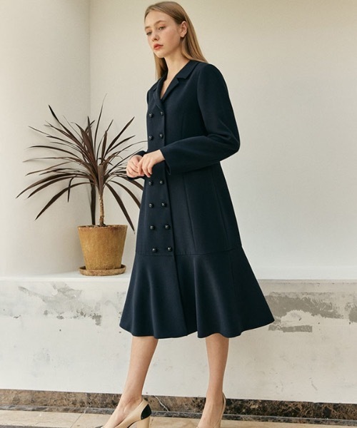 DEBB（デップ）の「【DEBB 】クラシックトレンチワンピース / Classic Trench Dress（ワンピース・レディース・ネイビー・SMALL/MEDIUM）」の2枚目の写真