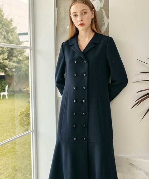 DEBB（デップ）の「【DEBB 】クラシックトレンチワンピース / Classic Trench Dress（ワンピース・レディース・ネイビー・SMALL/MEDIUM）」の5枚目の写真