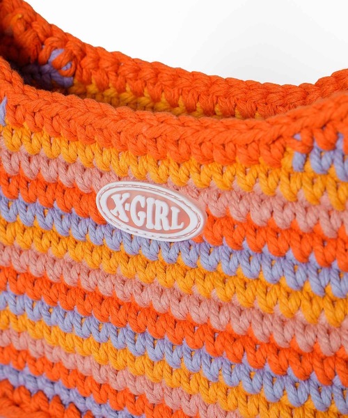 X-girl（エックスガール）の「MULTI STRIPE HANDBAG（ハンドバッグ・レディース・オレンジ/ブラウン・ONE SIZE）」の7枚目の写真