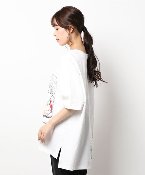 ScoLar(スカラー)の「121639:ウサギ大好きクマ柄BIG Tシャツ(Tシャツ/カットソー・レディース・チャコールグレー/オフホワイト/ピンク・M)」の8枚目の写真