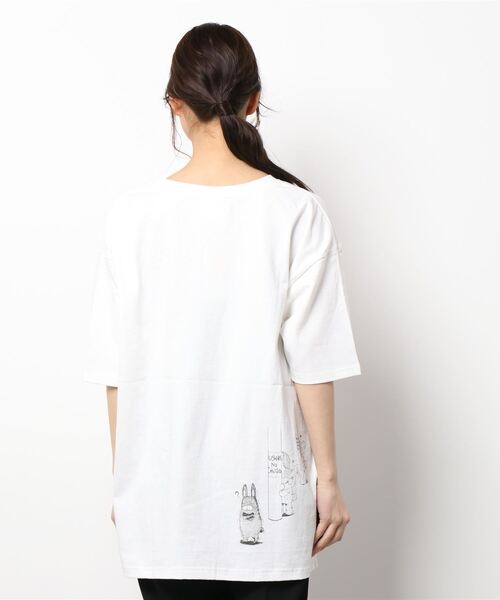 ScoLar(スカラー)の「121639:ウサギ大好きクマ柄BIG Tシャツ(Tシャツ/カットソー・レディース・チャコールグレー/オフホワイト/ピンク・M)」の9枚目の写真