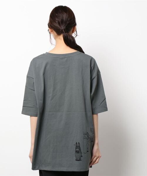 ScoLar(スカラー)の「121639:ウサギ大好きクマ柄BIG Tシャツ(Tシャツ/カットソー・レディース・チャコールグレー/オフホワイト/ピンク・M)」の10枚目の写真