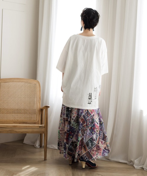 ScoLar(スカラー)の「121639:ウサギ大好きクマ柄BIG Tシャツ(Tシャツ/カットソー・レディース・チャコールグレー/オフホワイト/ピンク・M)」の7枚目の写真