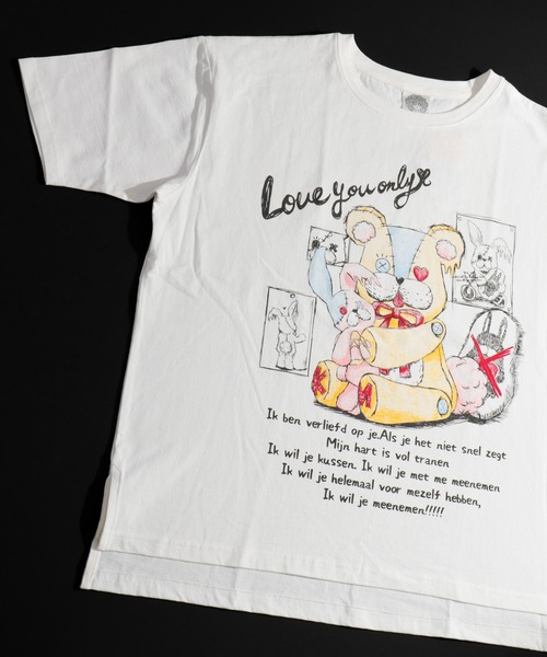 ScoLar(スカラー)の「121639:ウサギ大好きクマ柄BIG Tシャツ(Tシャツ/カットソー・レディース・チャコールグレー/オフホワイト/ピンク・M)」の13枚目の写真