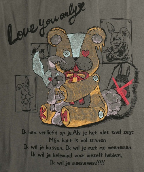 ScoLar(スカラー)の「121639:ウサギ大好きクマ柄BIG Tシャツ(Tシャツ/カットソー・レディース・チャコールグレー/オフホワイト/ピンク・M)」の18枚目の写真