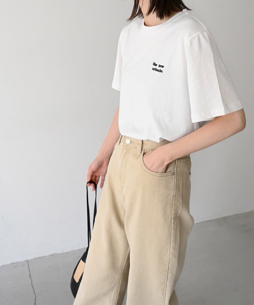 CANAL JEAN（キャナルジーン）の「El mar(エルマール) 刺繍ロゴコンパクトTシャツ（Tシャツ/カットソー・レディース・ホワイト/ブラック/ヘザーグレー・ONE SIZE）」の6枚目の写真