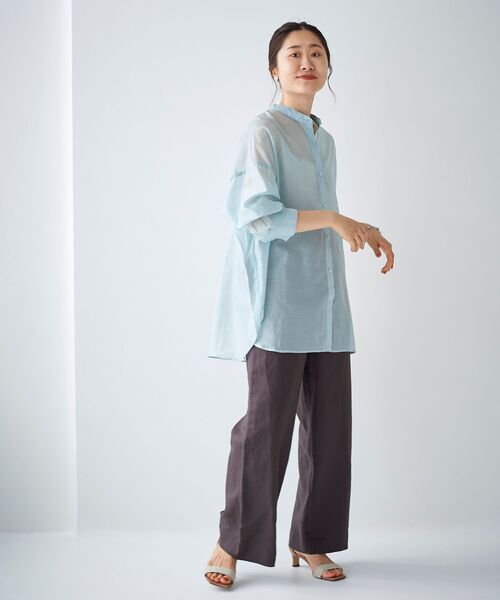 le.coeur blanc(ルクールブラン)の「ナチュラルオーガンジーシアーシャツ(シャツ/ブラウス・レディース・ベージュ/ピンク/サックスブルー・38)」の6枚目の写真