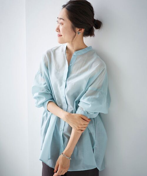 le.coeur blanc(ルクールブラン)の「ナチュラルオーガンジーシアーシャツ(シャツ/ブラウス・レディース・ベージュ/ピンク/サックスブルー・38)」の8枚目の写真