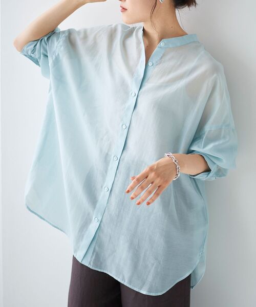 le.coeur blanc(ルクールブラン)の「ナチュラルオーガンジーシアーシャツ(シャツ/ブラウス・レディース・ベージュ/ピンク/サックスブルー・38)」の10枚目の写真