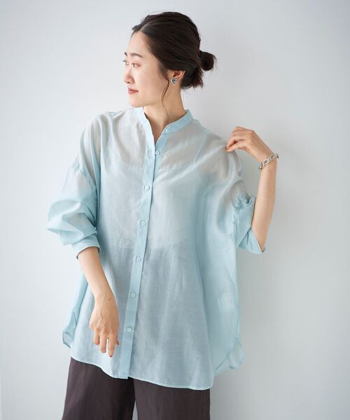 le.coeur blanc(ルクールブラン)の「ナチュラルオーガンジーシアーシャツ(シャツ/ブラウス・レディース・ベージュ/ピンク/サックスブルー・38)」の12枚目の写真