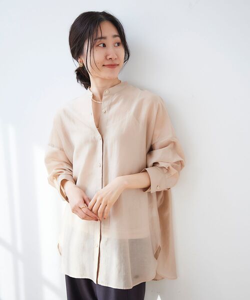 le.coeur blanc(ルクールブラン)の「ナチュラルオーガンジーシアーシャツ(シャツ/ブラウス・レディース・ベージュ/ピンク/サックスブルー・38)」の21枚目の写真