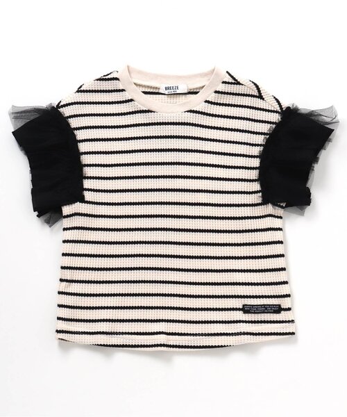BREEZE(ブリーズ)の「袖チュールワッフルTシャツ(Tシャツ/カットソー・キッズ・ミント/ブラック/ラベンダー・150/140/120/130/90/100/110)」の2枚目の写真