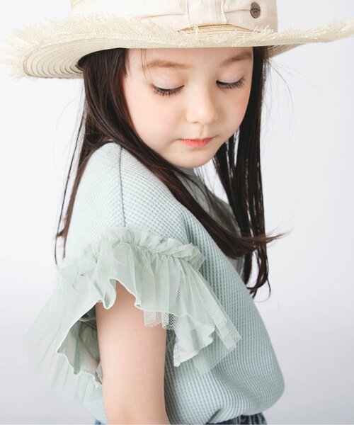 BREEZE(ブリーズ)の「袖チュールワッフルTシャツ(Tシャツ/カットソー・キッズ・ミント/ブラック/ラベンダー・150/140/120/130/90/100/110)」の10枚目の写真