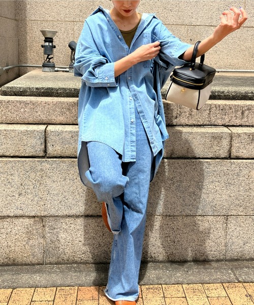 ulu（ウル）の「Denim dungaree shirt（シャツ/ブラウス・レディース・ライトブルー・FREE）」の13枚目の写真