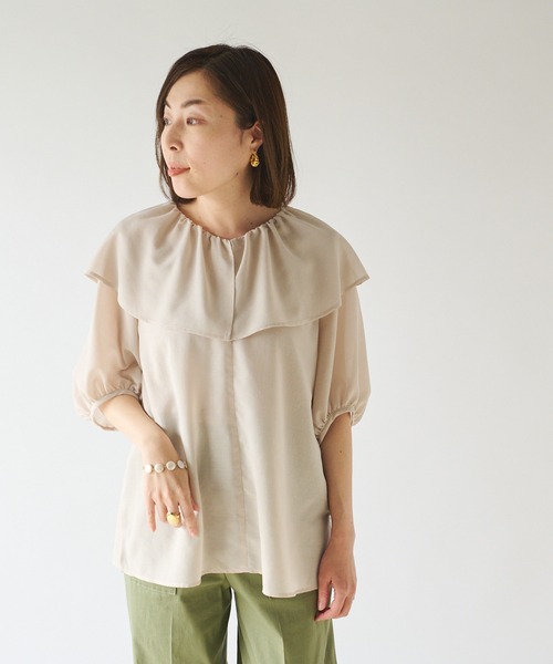 RIVE DROITE（リヴドロワ）の「WEB限定/ボイルローンワッシャーブラウス（シャツ/ブラウス・レディース・ブラック/グレー系その他・FREE）」の4枚目の写真