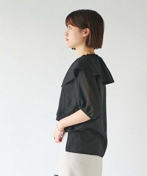 RIVE DROITE（リヴドロワ）の「WEB限定/ボイルローンワッシャーブラウス（シャツ/ブラウス・レディース・ブラック/グレー系その他・FREE）」の8枚目の写真