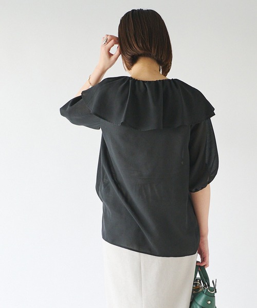 RIVE DROITE（リヴドロワ）の「WEB限定/ボイルローンワッシャーブラウス（シャツ/ブラウス・レディース・ブラック/グレー系その他・FREE）」の9枚目の写真