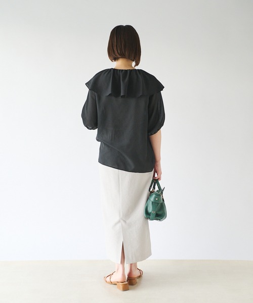 RIVE DROITE（リヴドロワ）の「WEB限定/ボイルローンワッシャーブラウス（シャツ/ブラウス・レディース・ブラック/グレー系その他・FREE）」の15枚目の写真