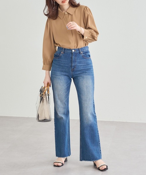 natural couture（ナチュラルクチュール）の「ボウタイをはずして2WAYで楽しめる！フレアボウタイ付き比翼ブラウス（シャツ/ブラウス・レディース・ベージュ/オフホワイト/ラベンダー/ドット・FREE）」の12枚目の写真
