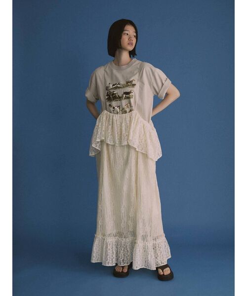 merry jenny（メリージェニー）の「lace laceストラップロングスカート（スカート・レディース・ブラック/オフホワイト/アイボリー・FREE）」の9枚目の写真